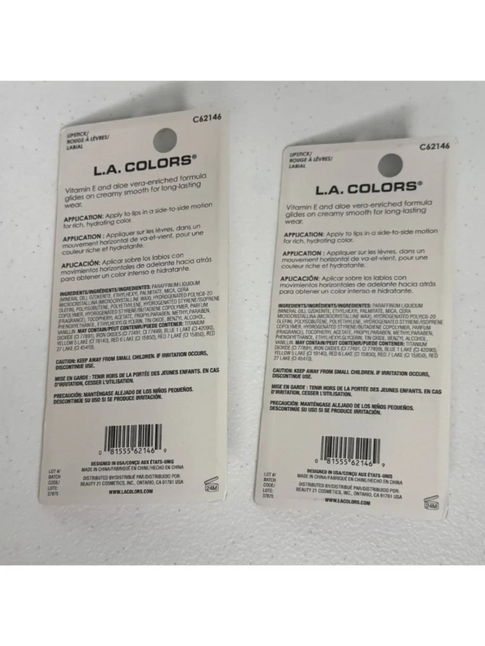 LA Colors Lipstick 2 Pack Nude Cream
